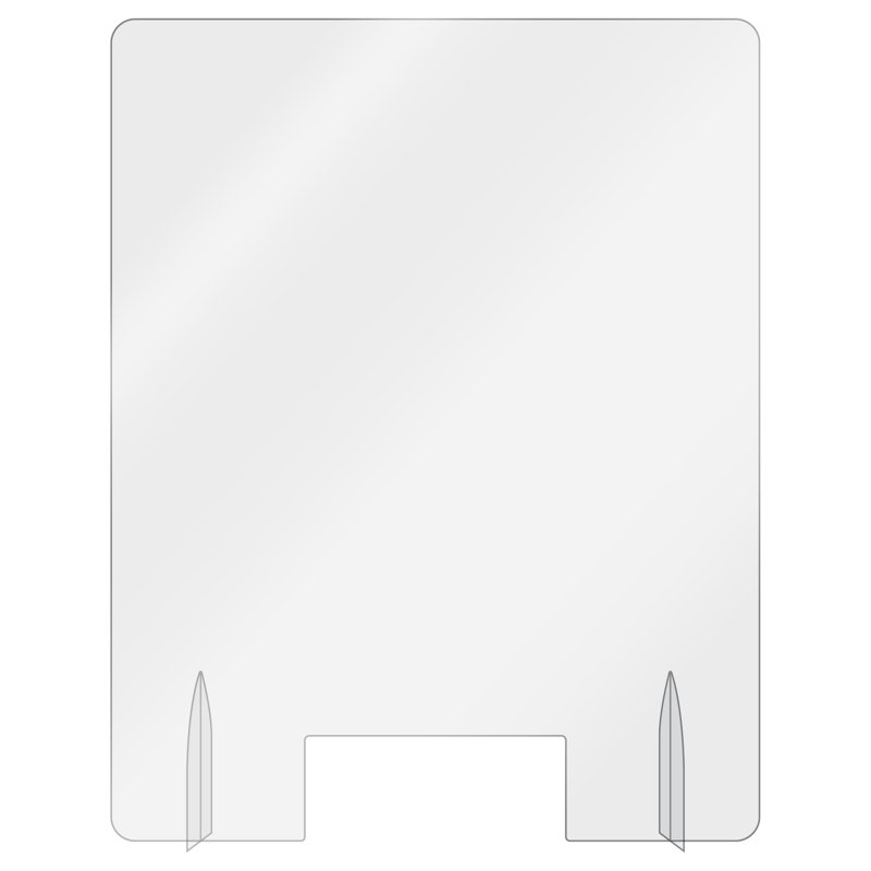 Polycarbonate 1 Panel Sneeze Guard with Pass Through Window, 18" H x 24" W x 2" D