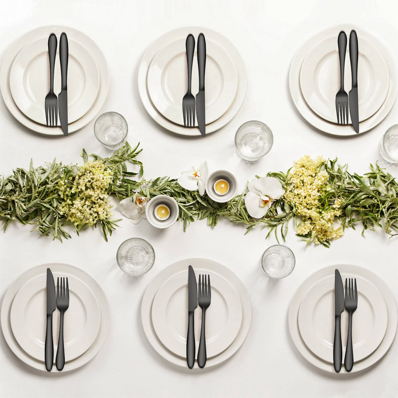 Brayden Studio Ashika 30 Piece Stainless Steel Cutlery Set , Service for 6, Satin Black