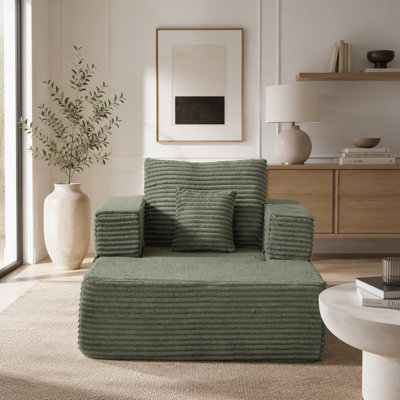 Canapé à une place de 62,4 pouces; une méridienne à une place avec un coussin de dossier et un coussin décoratif; un canapé modulaire avec des compartiments de rangement dans les accoudoirs et les accoudoirs et dossiers amovibles