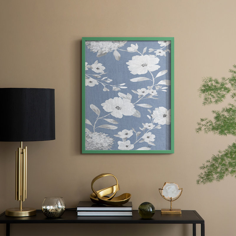 Bleu chinoiserie I, reproduction encadrée - bois massif, H 21 po x l 17 po, Vert