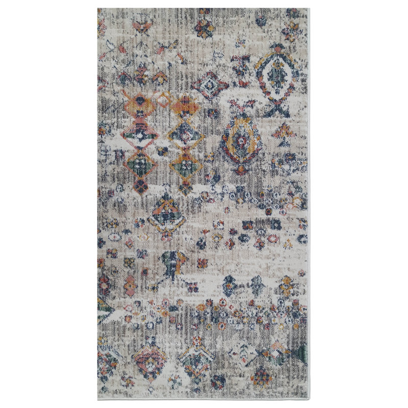 Oriental Machine-Made Ivory/Grey, Runner 2'8" x 8'