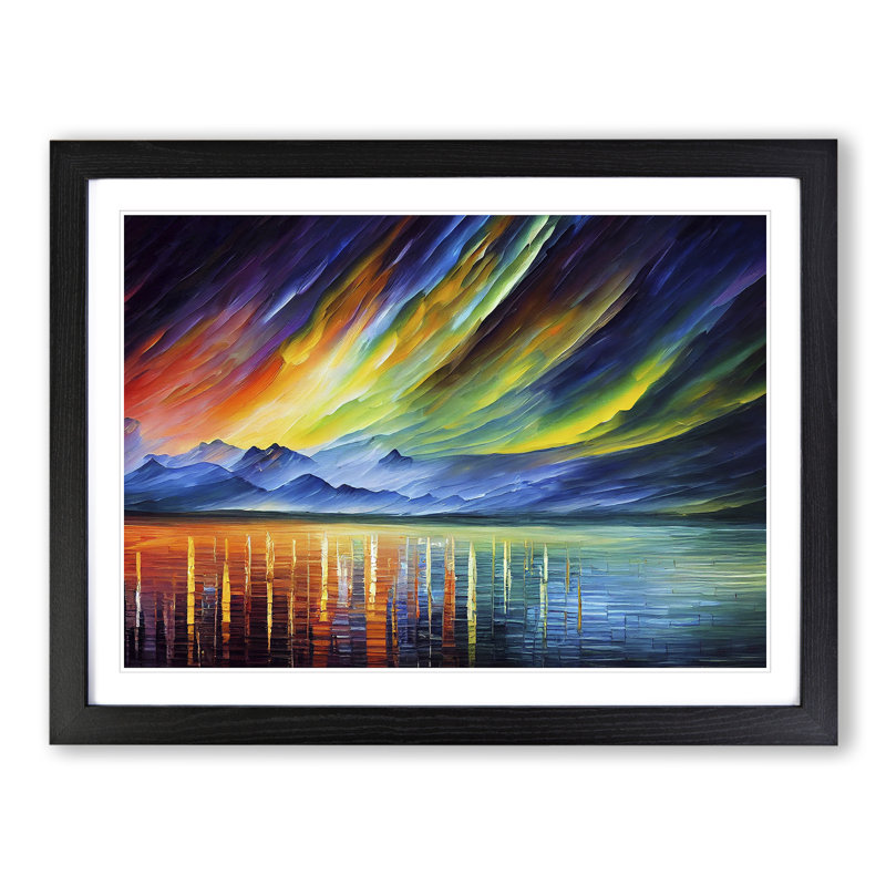 Special Aurora Borealis Vol.6 Abstract - Single Picture Frame Painting, 46cm H x 64cm W x 2cm D, Black