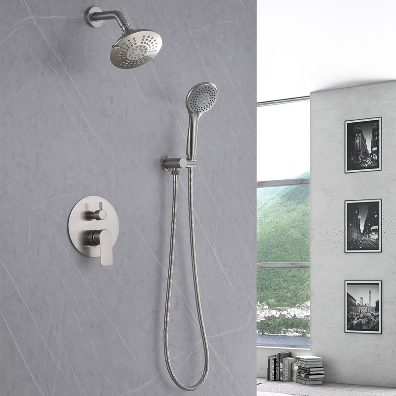 Wall Mounted Shower System with Pressure Balanced Valve, Brushed Nickel