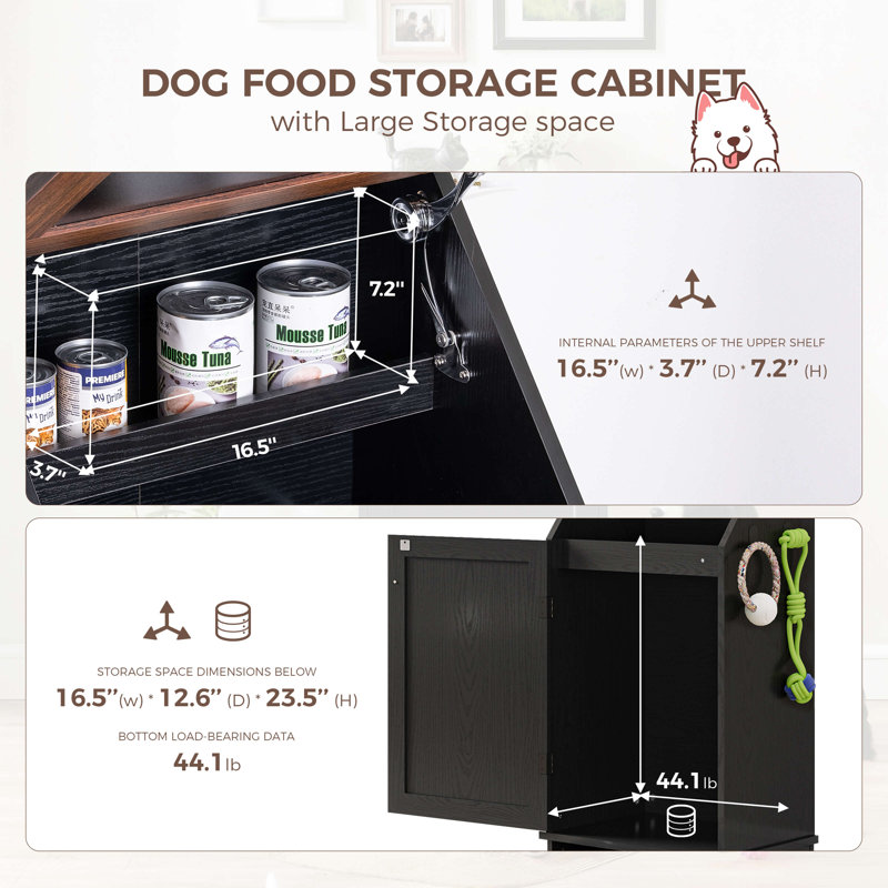 Dog Feeding Station with Storage, Black