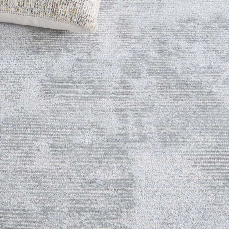 Xaylee Hand Tufted Viscose/Wool/Cotton Solid Color Rug in Light Gray/Gray, Rectangle 6' x 9'