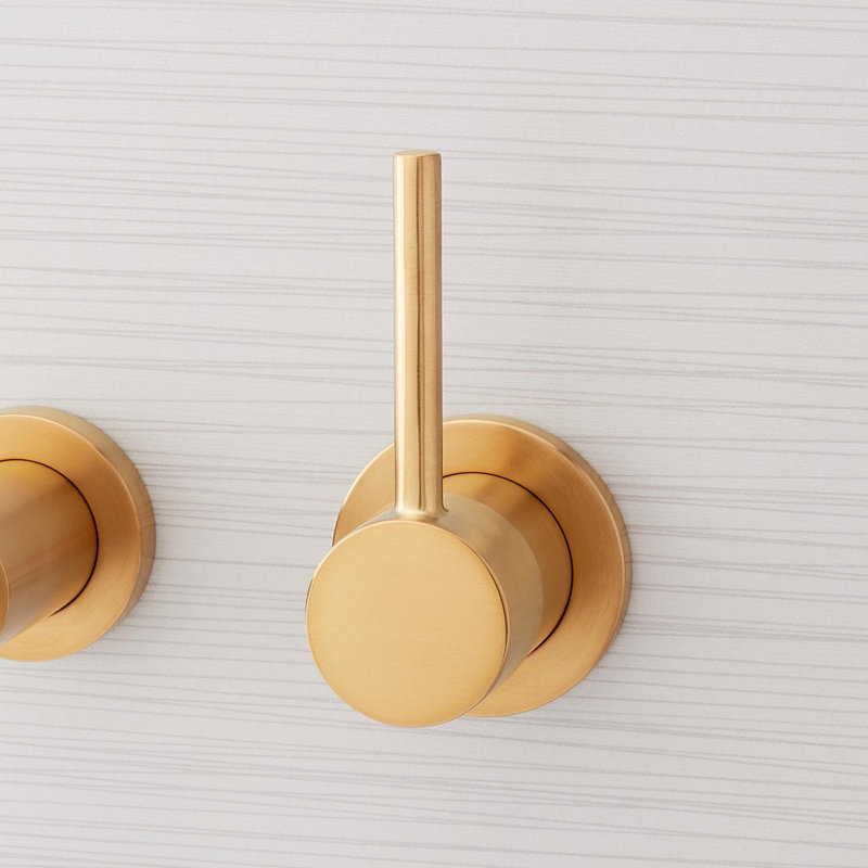 Lexia 1.2 GPM Wall Mounted Widespread Bathroom Faucet, Brushed Gold
