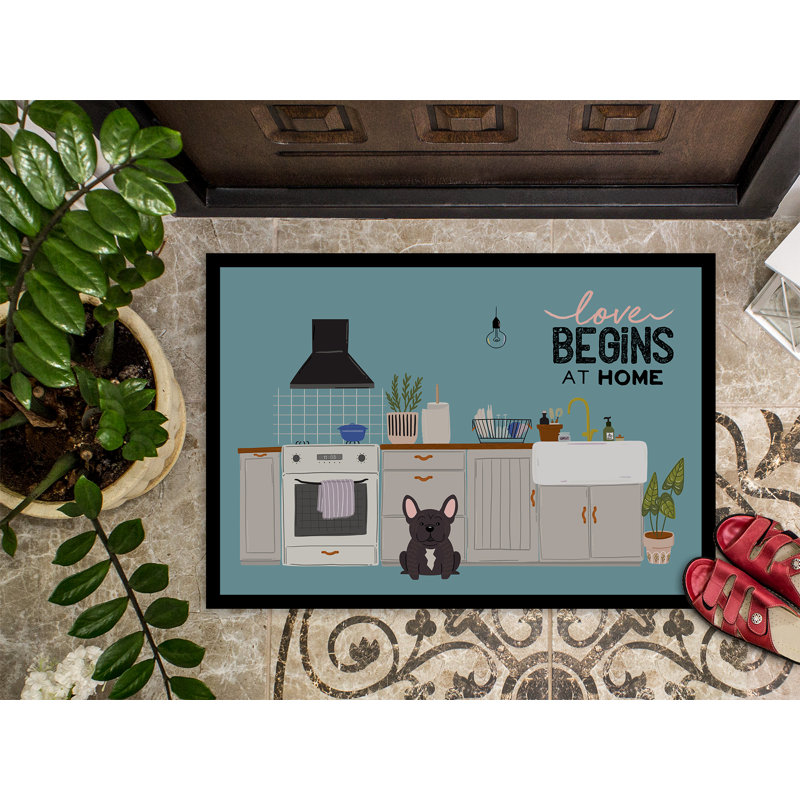 Tapis d'entrée antidérapant Guerriero, Bouledogue français bringé, L 18 po x L 27 po