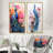 " Blue Pink Peacock Watercolor " 2 Piece Art Set-1726722648-1726722629