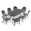 Ensemble de 9 meubles de patio en aluminium coulé avec coussins bleus 9 pièces