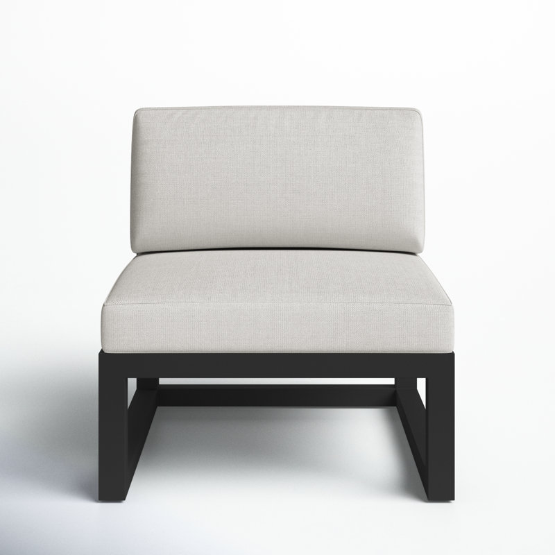 Smith Powder Coated Aluminum Outdoor Armless Lounge Chair , Sunbrella® Cushions Included, Canvas Flax Sunbrella® Canvas