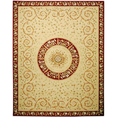 Fallan Hand Woven Beige/Dark Red Area Rug