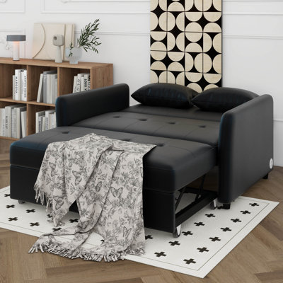 51.57" Convertible Sleeper Bed With Adjustable Oversized Armchair Design And Three USB Charging Ports, Compact Solution For Small Spaces