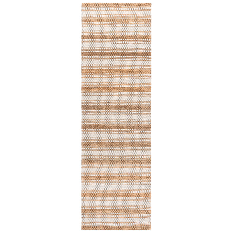Natural Fiber 101 Hand Loomed 80% Wool; 20% Cotton Striped Rug, Runner 2'3" x 8'