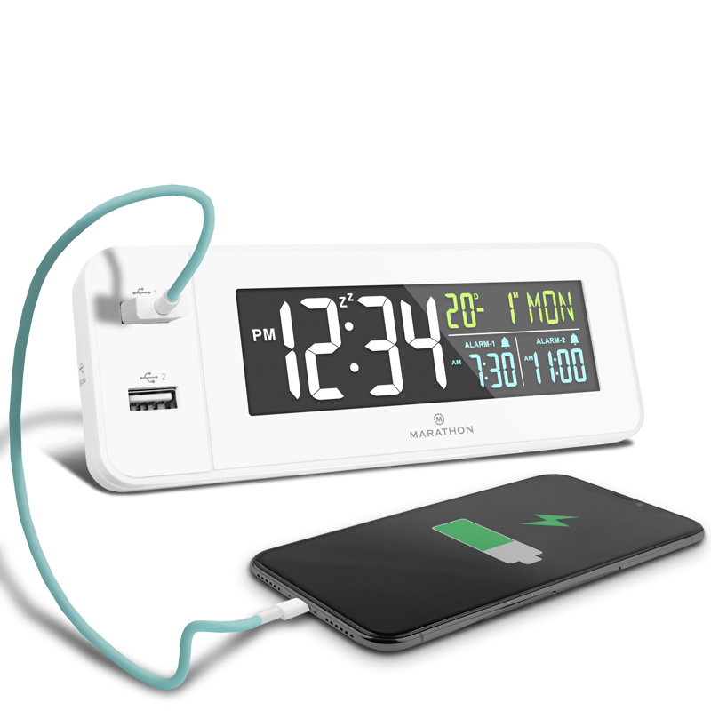 Digital Quartz Movement / Crystal Tabletop Clock with Alarm, White
