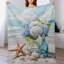 Jeté en flanelle d'hortensias, étoile de mer et coquillages de luxe, couverture douce et douce pour le salon-133044968