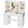 110cm Dressing Table With Power Outlet And Dryer Hook Modern Bulb Light Makeup Vanity