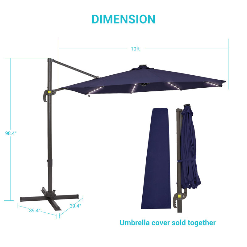 Parasol en porte-à-faux 10 pi Ildefonso, Marine