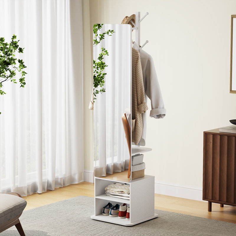 Portemanteau pivotant avec miroir, Blanc