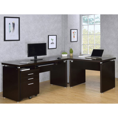 L-Shape Desk With Mobile File Cabinet