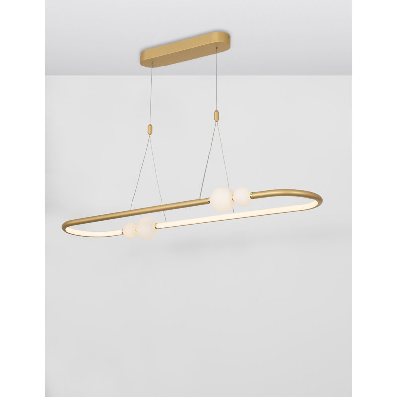 5 - Light LED Kitchen Island Pendant, Gold, 120cm H x 100cm W x 64cm D