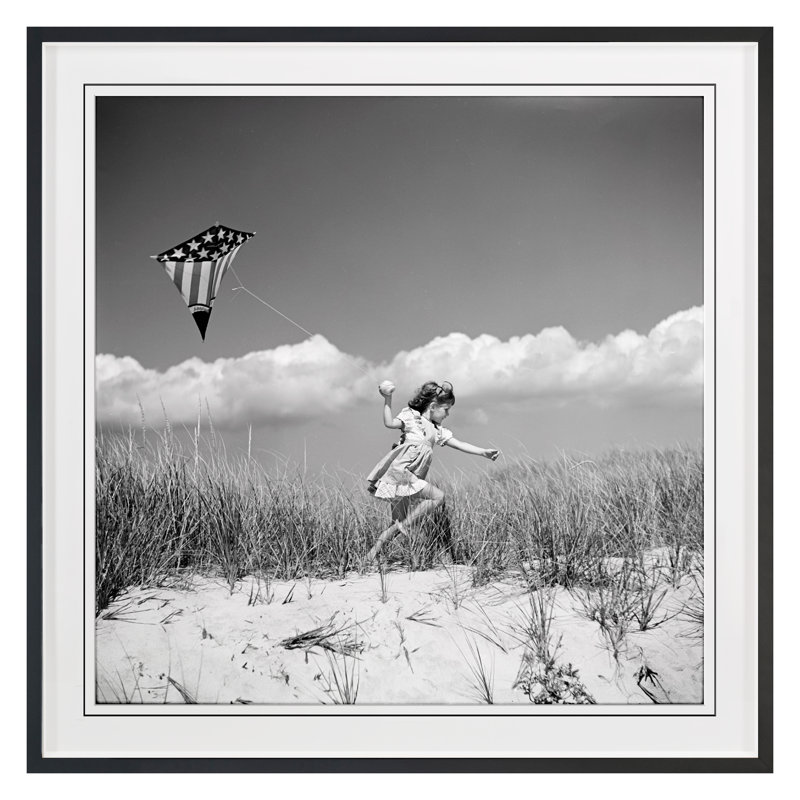Little Girl With Kite Print by Grand Archives, Black Framed, 36" H x 36" W