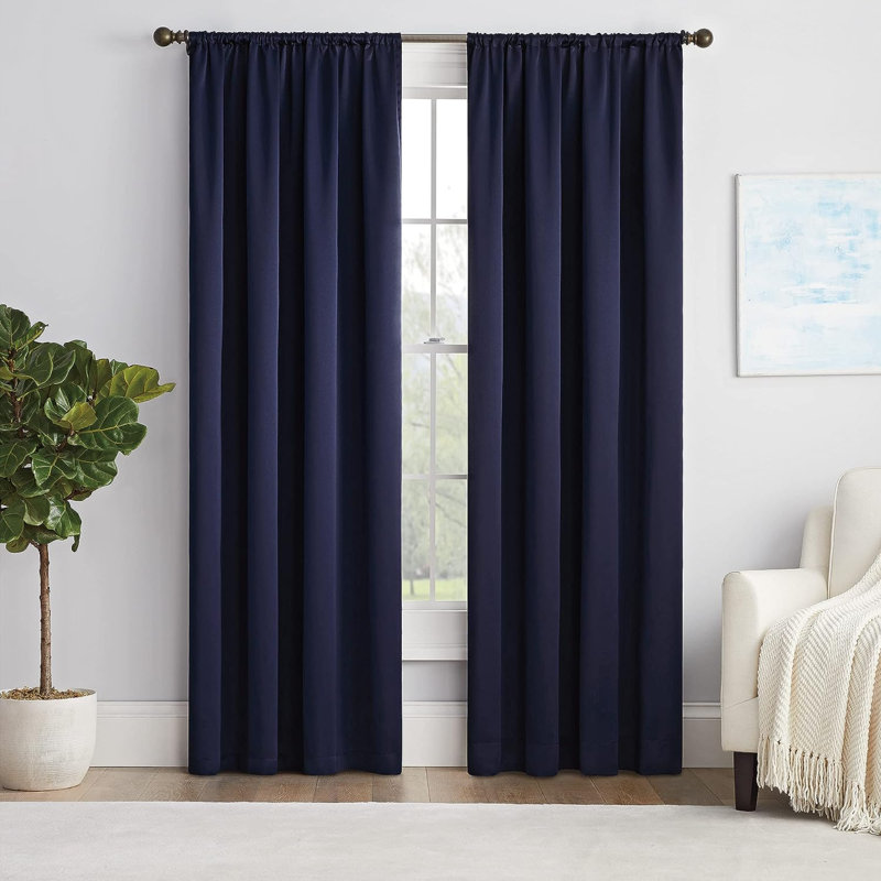 Rideau obscurcissant uni avec passe-tringle Eclipse Thermapanel, Bleu marine, L 54 po x L 54 po
