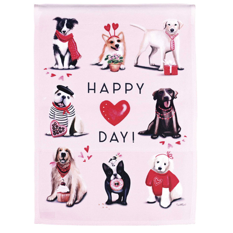 Drapeau des chiens «Happy Valentines Day» 13 x 18