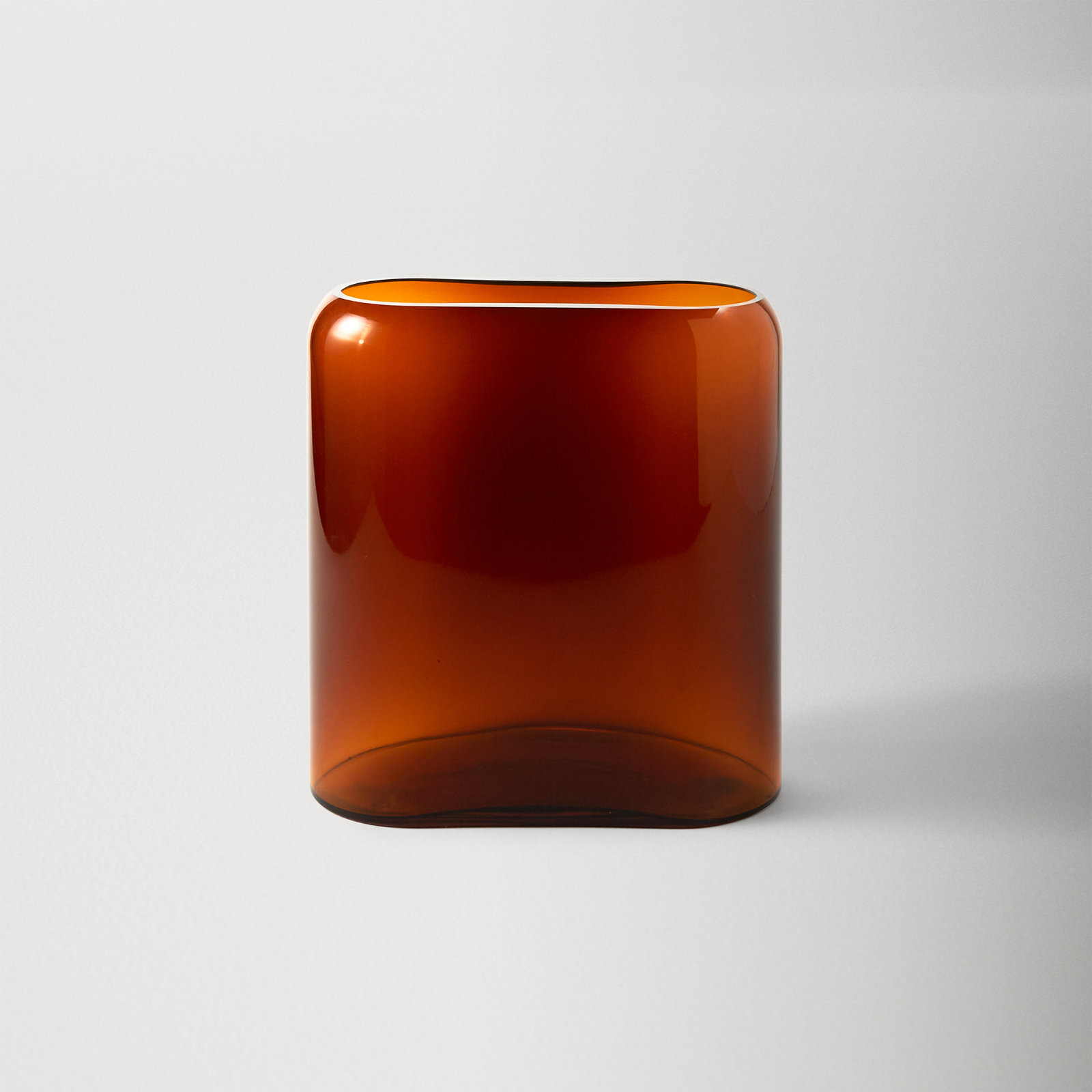 Layers 12.81'' Handmade Lead Free Crystal Table Vase, Amber, 10.87" H x 10.28" W x 10.28" D