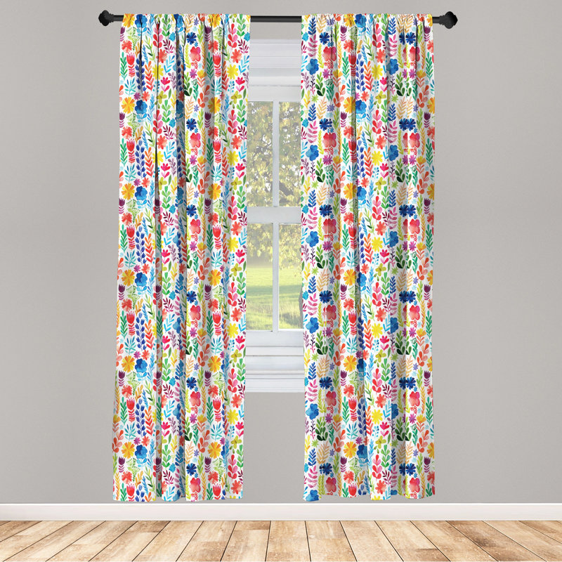 Floral Semi-Sheer Rod Pocket Curtain Panels, 28" x 63"