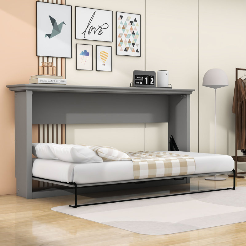 Lit simple escamotable en bois avec lattes