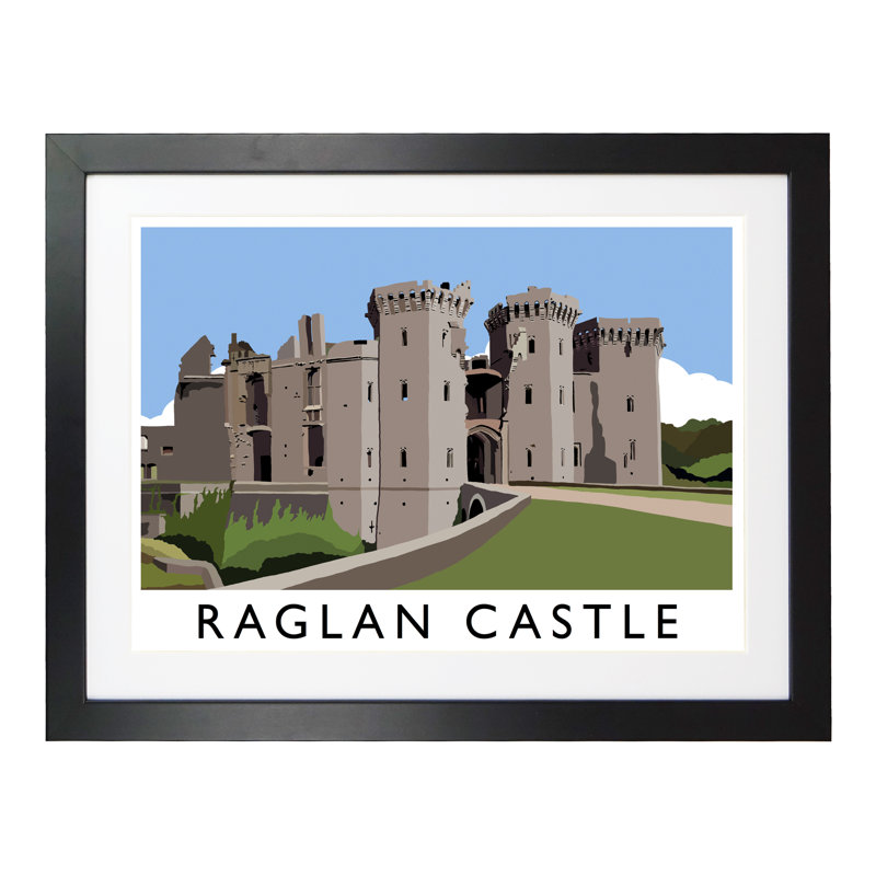 'Raglan Castle 2' by Richard O'Neil - Print, Black Wood Frame, 33.5 cm H x 43.5 cm W x 2.2 cm D