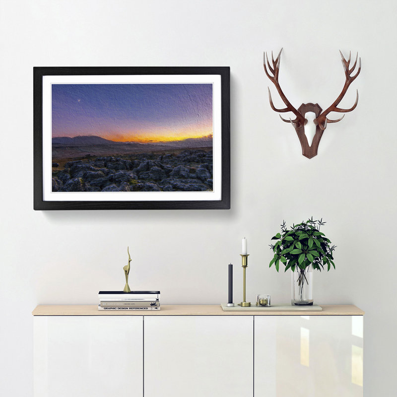 Sunrise over the Yorkshire Dales - Picture Frame Painting Print, 27cm H x 36cm W x 2cm D, Black Framed