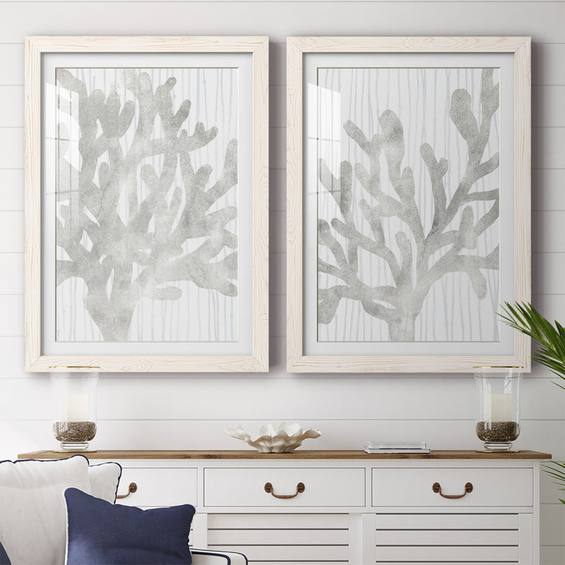 Quiet Coral I " Quiet Coral I " 2 - Pieces Painting Print, White, 27.5" H x 75" W x 1.5" D