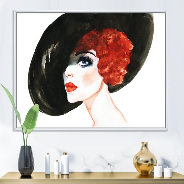 Bless international Red Head Lady In Hat Portrait Of Woman Framed On ...
