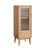 Solid Oak Storage Cabinet For Living Room - Free-Standing Corner Cabinets Storage Table With Vintage Glass Door