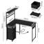 L-Shaped Metal Base Computer Desk with Power Outlet