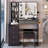 37" Middle Size Left Bedside Cabinet Vanity Table + Cushioned Stool Dresser Set, 2 AC+2 USB Socket, Hair Dryer Stand, Large Touch Control LED Sliding Mirror, 3-Color Switch, EPA, GCC, UL Certificate