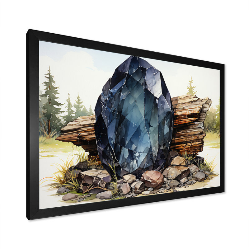 Hématite sarcelle brun sarcelle sur toile, H 24 po x l 32 po x P 1 po, Cadre simple noir