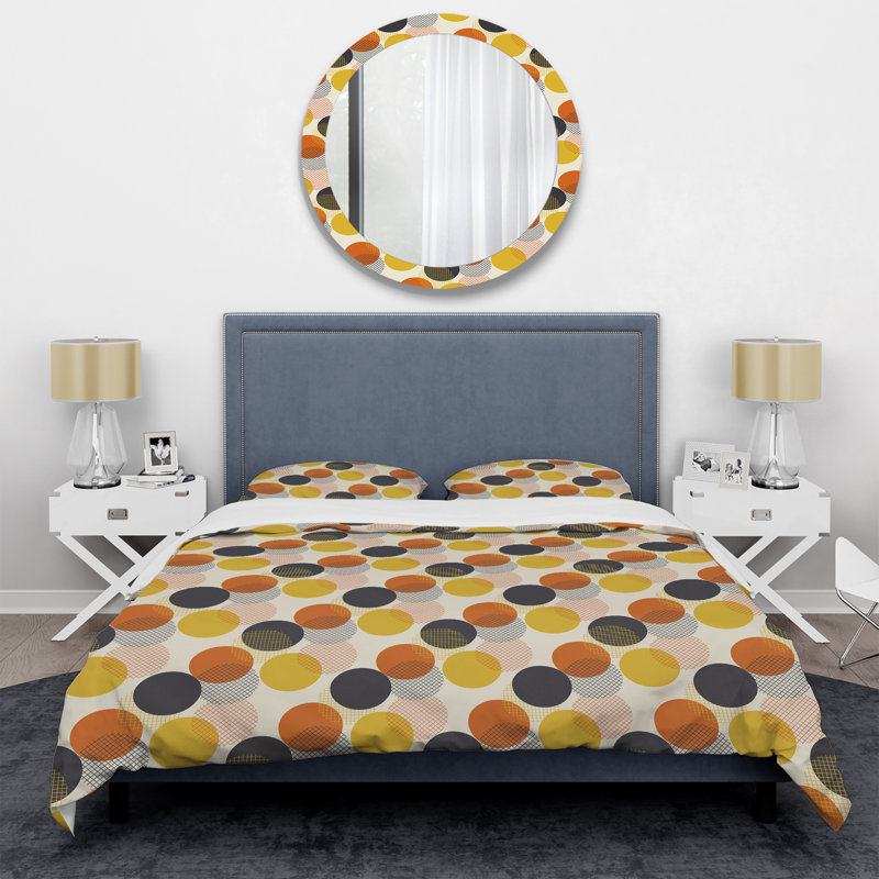 Ensemble de housse de couette en microfibre jaune / orange 3 pièces, Housse de couette simple + 1 taie décorative stan