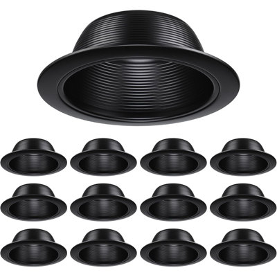 Cadre de déflecteur encastré de 15 cm (6 po), entièrement métallique, pour la rénovation de luminaires Halo et Juno, noir
