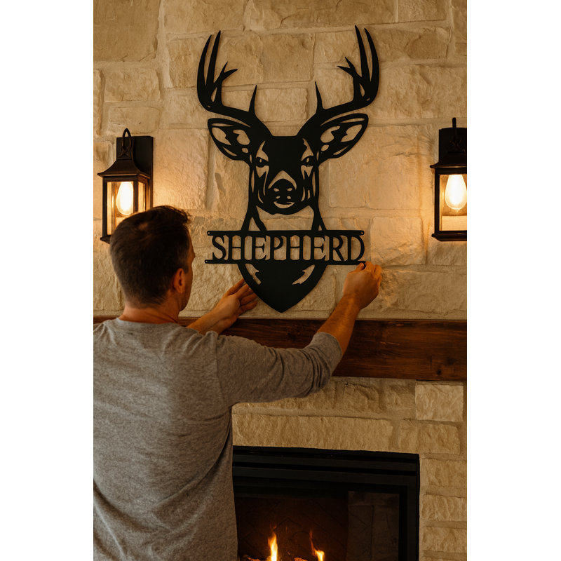 Décoration murale monogramme cerf, H 30 po x l 30 po x P 0,25 po, Oui