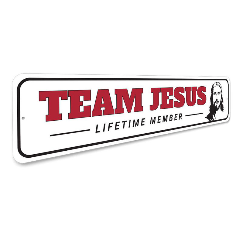 Enseigne en aluminium Team Jesus, H 4 po x l 18 po x P 0,04 po