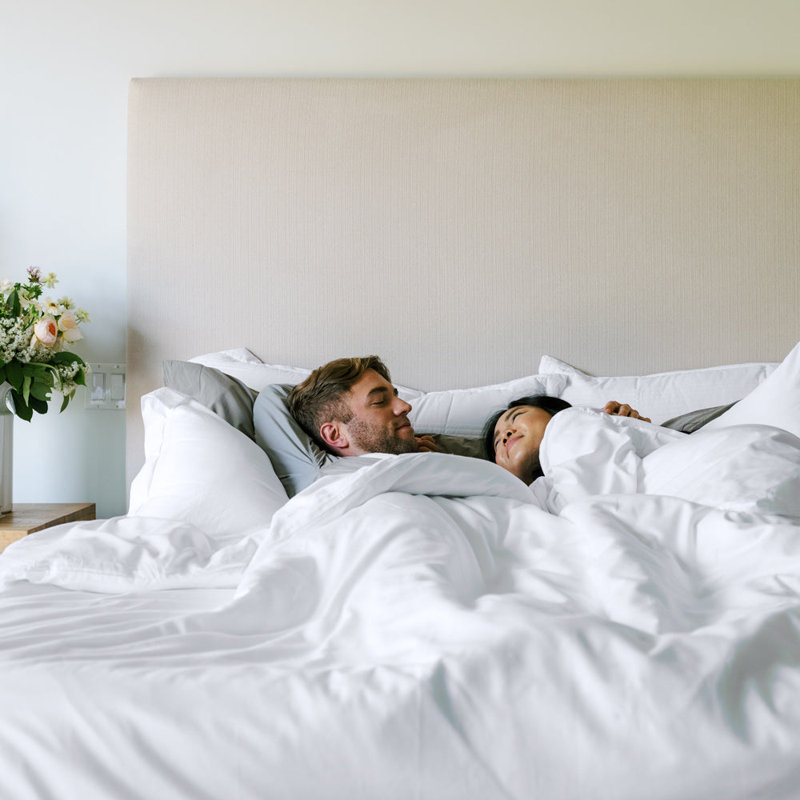 Luxurious White Cotton Sateen Queen Duvet Cover Set