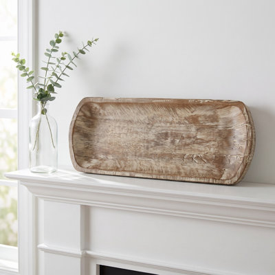 Bol décoratif rectangulaire Amaani en bois d'eucalyptus récupéré ovale, brun