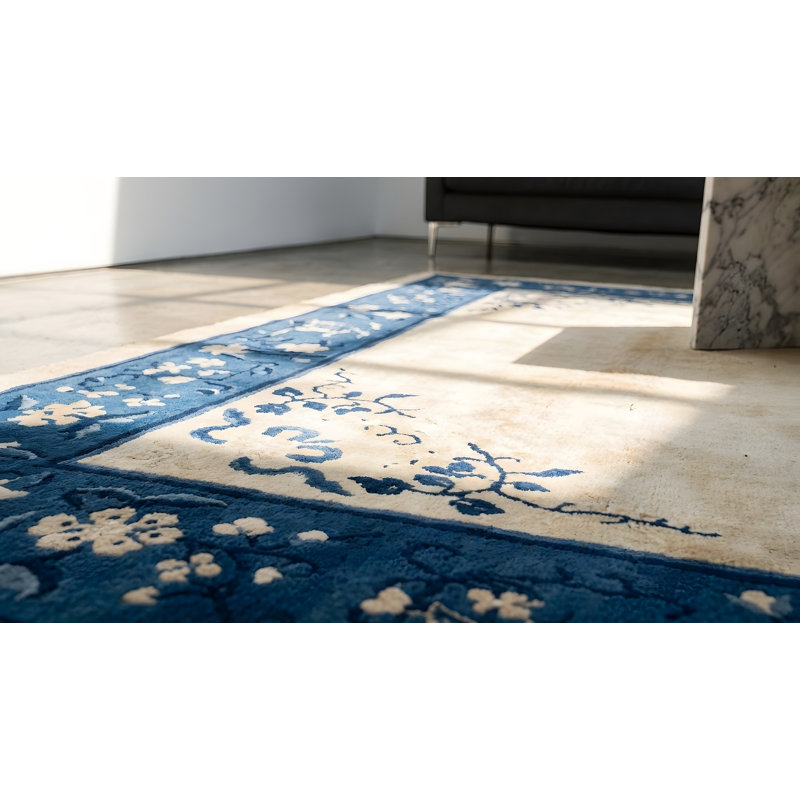 Wool Small Scatter Size Chinese Knotted 1930s Rectangle Antique Ivory - Peking Rug
