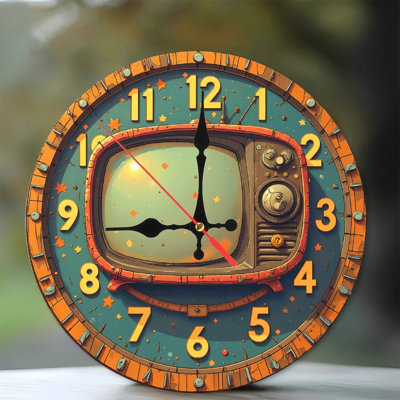 Retro Television Clock Wall Decor Vintage Style