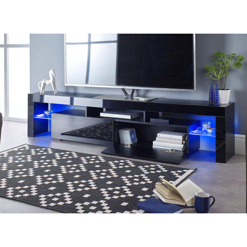 Talan 78.74” Wide TV Stand w/ LED Lights, Soundbar Shelf & 2-Door Storage — Modern 79" Media Console w/ Removable Back Panel + Cable Pass-Through for Large TVs up to 88" (90" class), 200 lb Capacity,