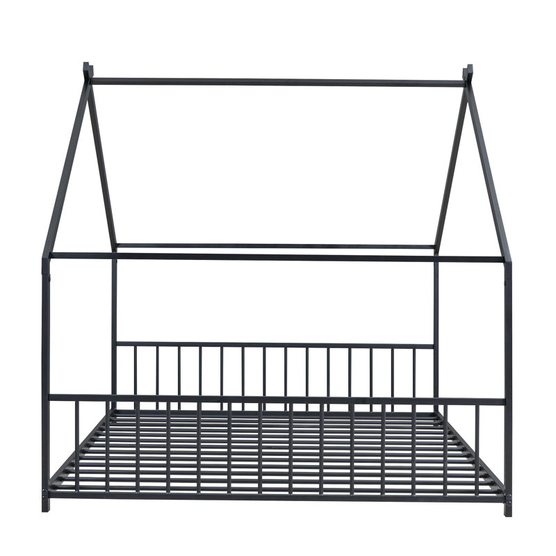 Lit en métal pour chambre d'amis Christenson, Lit double, Noir