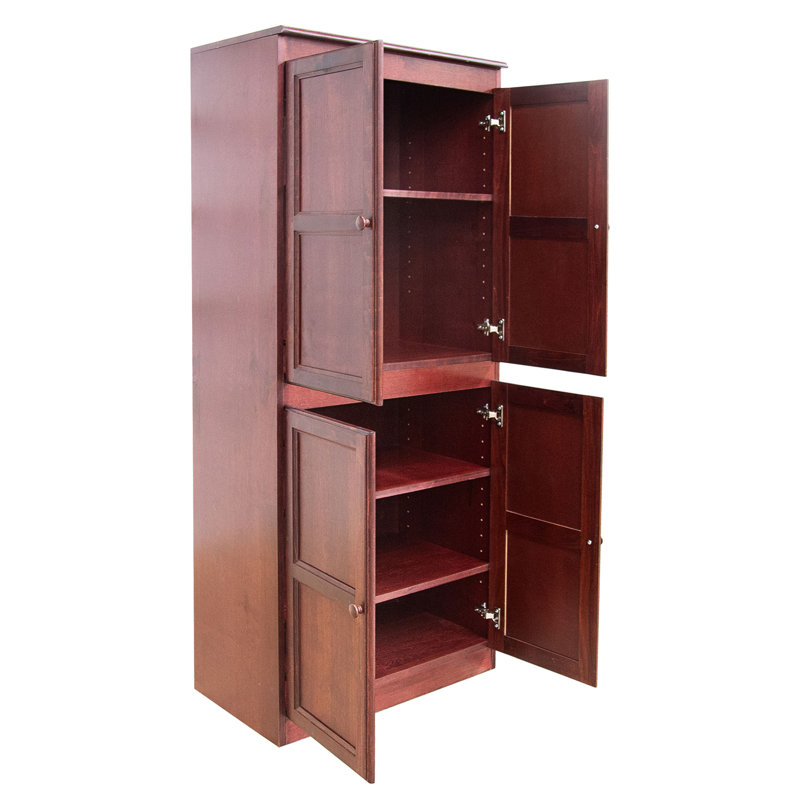 Armoire de rangement en bois Kesterson, 72 pouces avec 5 tablettes, Cerisier