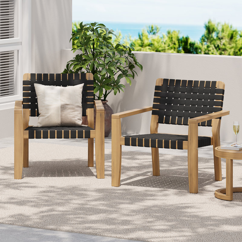 Payton Acacia Wood Armchair Set, Black/Light Teak